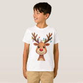 クリスマスライトを使ったトナカイ Tシャツ (正面フル)