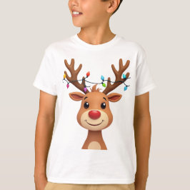 クリスマスライトを使ったトナカイ Tシャツ
