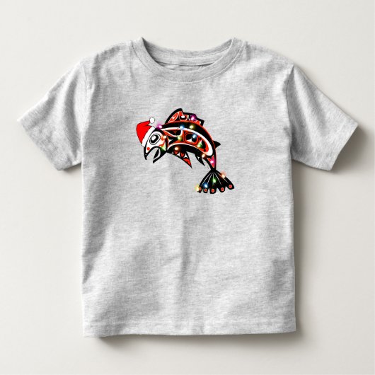 クリスマスライトを使ったハイダサケの精霊動物 トドラーTシャツ (正面)