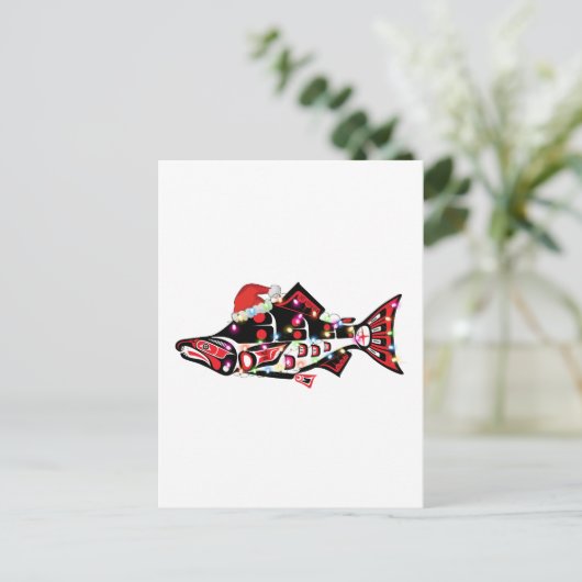 クリスマスライトを使ったハイダサケの精霊動物 ポストカード (スタンド正面)