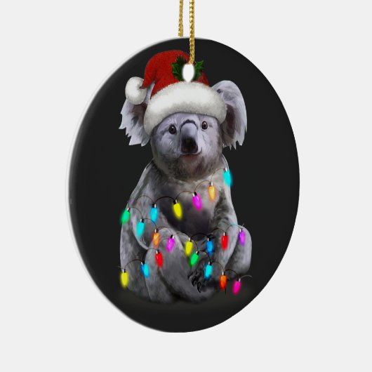 クリスマスライトを使って座るコアラクリスマスシーズン セラミックオーナメント (右)
