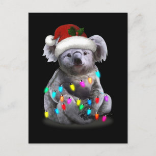 クリスマスライトを使って座るコアラクリスマスシーズン ポストカード
