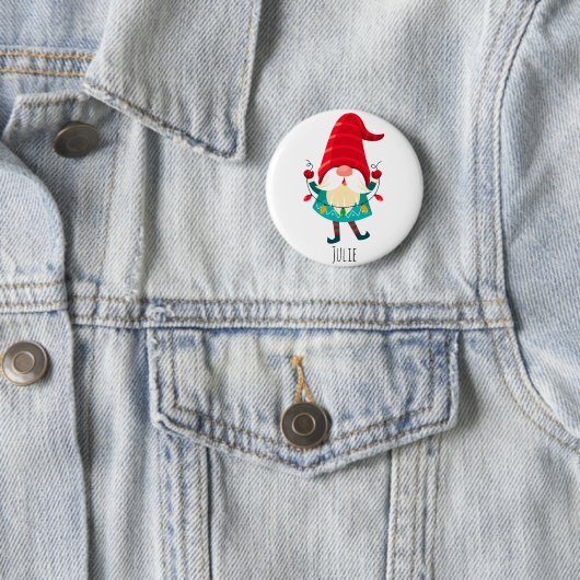 クリスマスライトを持つクリスマスノーム 缶バッジ (インサイチュ)