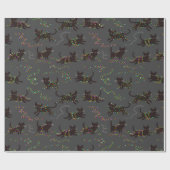 クリスマスライトを飾ったクリスマス猫 ラッピングペーパー (フラット)