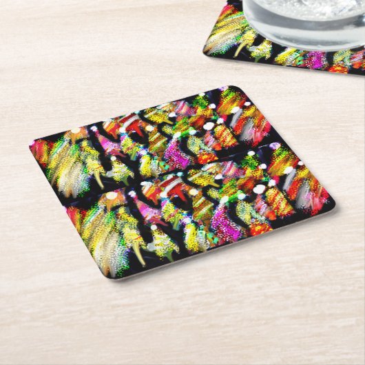 クリスマスライトアップツリーズマグネットドアサイン紙Pl スクエアペーパーコースター (アングル)