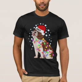 クリスマスライトイングリッシュブルドッグパピー Tシャツ