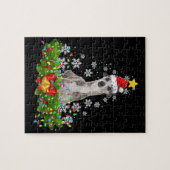 クリスマスライトウィペットおもしろい犬ペット ジグソーパズル (横)