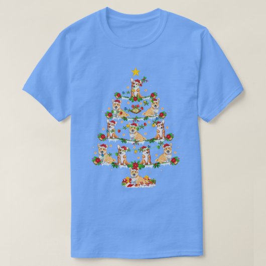 クリスマスライトウェルシュコーギードッグクリスマスツリー1694 Tシャツ (デザイン正面)