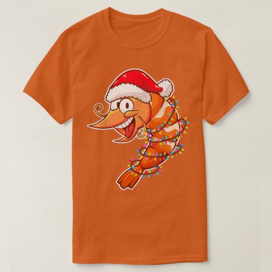 クリスマスライトエビ着用クリスマスハットエビL Tシャツ (デザイン正面)