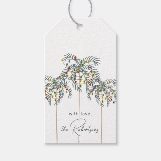 クリスマスライトオンパームツリーズカスタムギフトラベル ギフトタグ (正面)