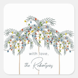 クリスマスライトオンパームツリーズカスタムスクエアスティック スクエアシール