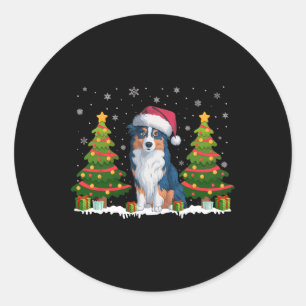 クリスマスライトオーストラリアシェパードドッグサンタクリスマ ラウンドシール