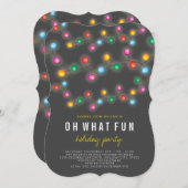 クリスマスライトオーwhatおもしろいホリデーパーティー招待状 招待状 (正面/裏面)