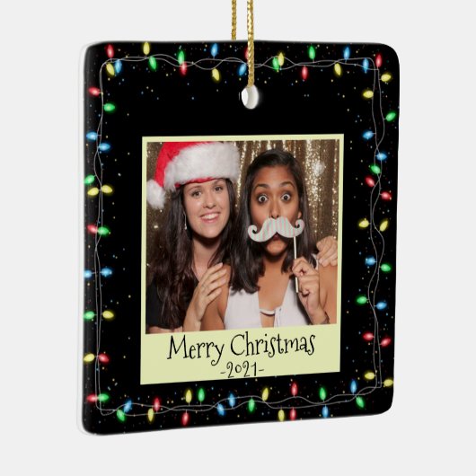 クリスマスライトカスタムの写真とメッセージ セラミックオーナメント (右)