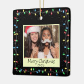 クリスマスライトカスタムの写真とメッセージ セラミックオーナメント (左)