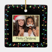 クリスマスライトカスタムの写真とメッセージ セラミックオーナメント (裏面)