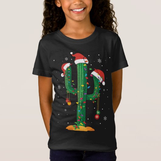 クリスマスライトカボス恋人おもしろいクリスマスパジャマギ Tシャツ (正面)