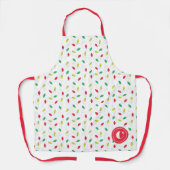 クリスマスライトカラフルイニシャル休日 エプロン (正面)