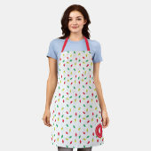 クリスマスライトカラフルイニシャル休日 エプロン (着用した状態)