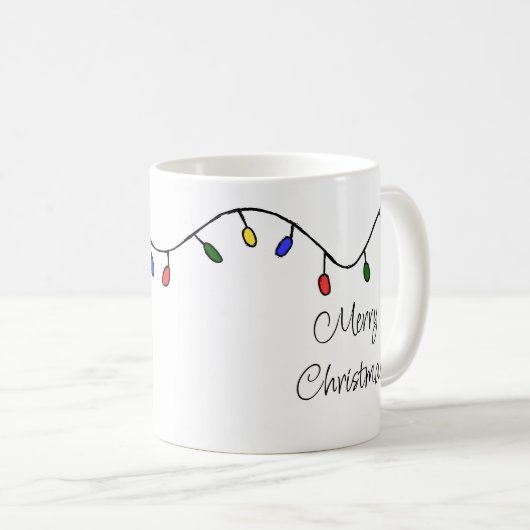 クリスマスライトカラフルフェスティバルホリデイ コーヒーマグカップ (正面右)