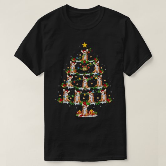 クリスマスライトカーディガンウェルシュコーギードッグクリスマストル Tシャツ (デザイン正面)