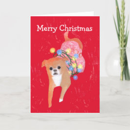 クリスマスライトカード付き犬 シーズンカード