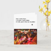 クリスマスライトカード親愛- Santa Paws カード (黄色い花)