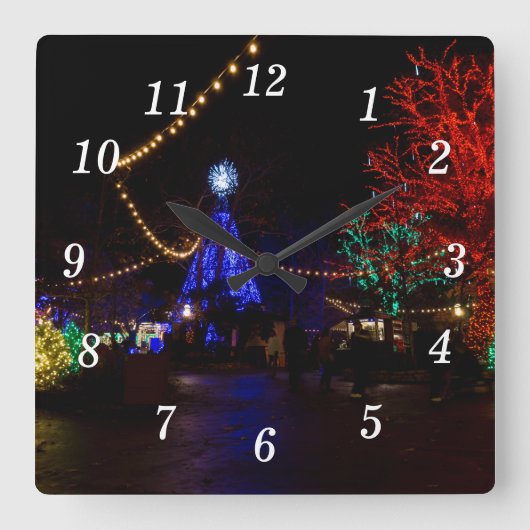 クリスマスライトガロアウォールクロック スクエア壁時計 (正面)