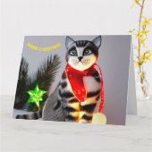 クリスマスライトキャッツ カード (黄色い花)