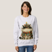 クリスマスライトキャットの不機嫌おもしろいな猫 スウェットシャツ (正面フル)