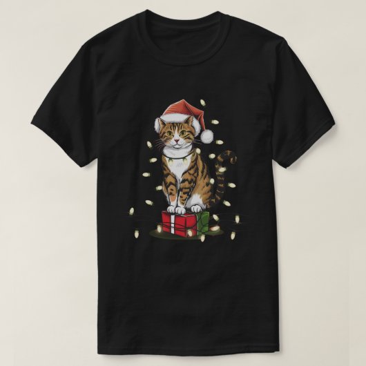 クリスマスライトキャット Tシャツ (デザイン正面)