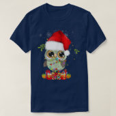 クリスマスライトクリスマスかわいいフクロウ愛好家 Tシャツ (デザイン正面)