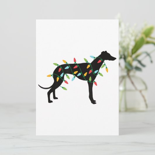 クリスマスライトグレイハウンドカワイトギフト愛犬家 シーズンカード (スタンド正面)