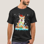 クリスマスライトコルギドッグサンタツリークリスマスコルギ Tシャツ (正面)