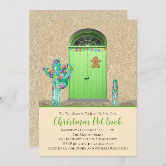 クリスマスライトサウスウエスタンサフサボスサボティホリデーパーティー 招待状 (正面/裏面)