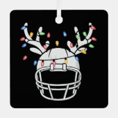 クリスマスライトサッカーヘルメットおもしろいクリスマス メタルオーナメント (正面)