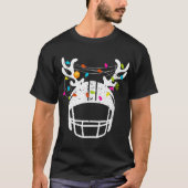 クリスマスライトサッカーヘルメットおもしろいクリスマス Tシャツ (正面)