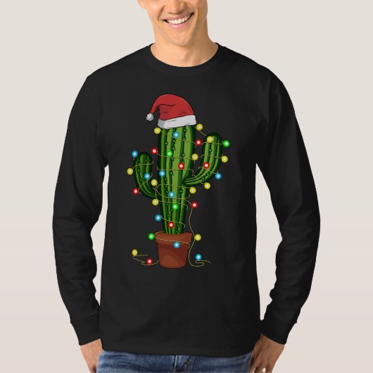 クリスマスライトサボテン恋人おもしろいクリスマスギフト Tシャツ (正面)