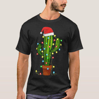クリスマスライトサボテン恋人おもしろいクリスマスギフト Tシャツ