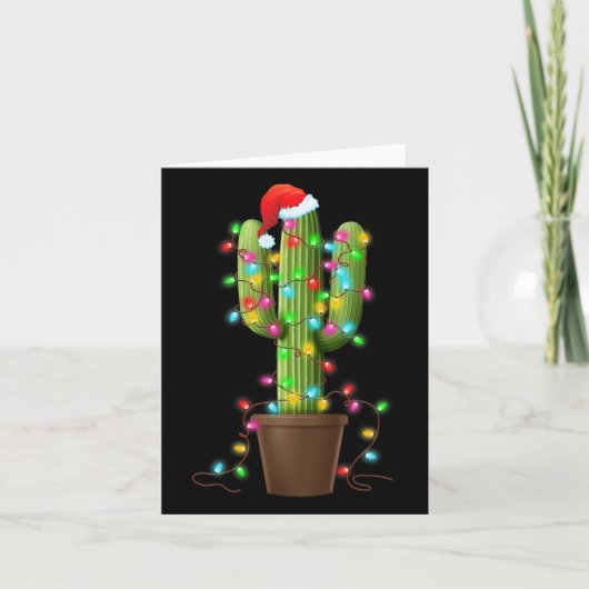 クリスマスライトサボテン愛おもしろいクリスマスギフト カード (正面)