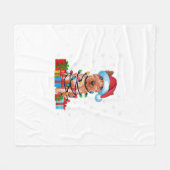 クリスマスライトサンタソフトコートウィートテラーズドッグ フリースブランケット (正面(横))