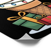 クリスマスライトサンタハットDes付きアイスクリームコーン ポスター (角)