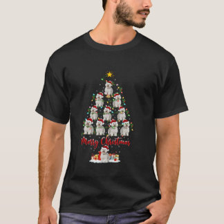 クリスマスライトサンタビコンフリースドッグクリスマスツリー Tシャツ