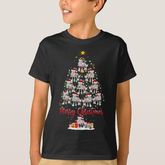 クリスマスライトサンタ中国のクレステッドドッグクリスマストト Tシャツ (正面)