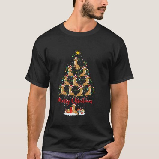 クリスマスライトサンタ・ドイツ羊飼い犬クリスマストtr tシャツ (正面)