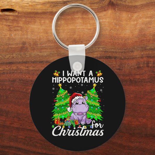 クリスマスライトサンタHにヒポポタマスが欲しい キーホルダー (正面)