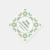 クリスマスライトサークルのパターンオレンジと青 スタンダードカクテルナプキン (角)