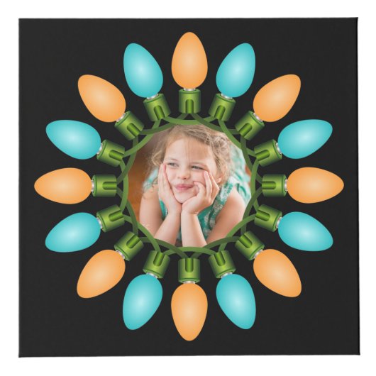 クリスマスライトサークルオレンジと青のフォトキューブ フォトキューブ (正面)