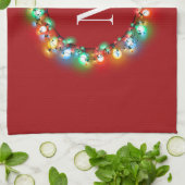 クリスマスライトサークルホリデイにモノグラム キッチンタオル (折り畳み)