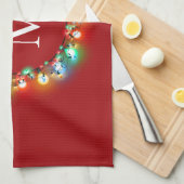 クリスマスライトサークルホリデイにモノグラム キッチンタオル (四つ折り)
